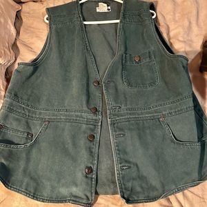 Vintage dark green denim oversized vest
